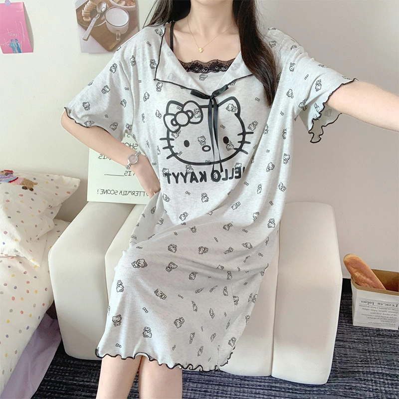 睡裙女大童夏季薄款短袖2025新款12-13-15岁女孩初中生莫代尔睡衣