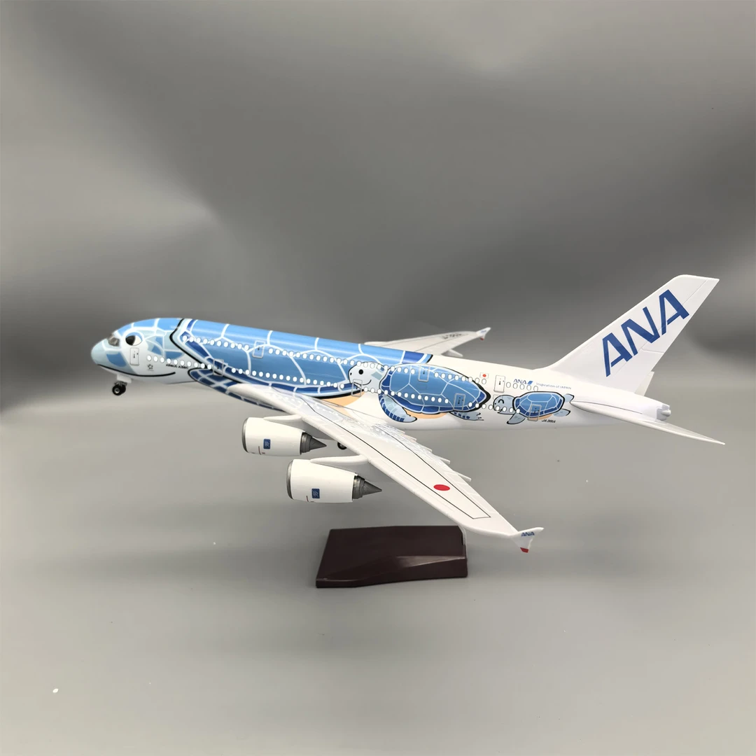 带灯45cm全日空航空蓝海龟A380飞机模型客机仿真民航摆件男生ANA