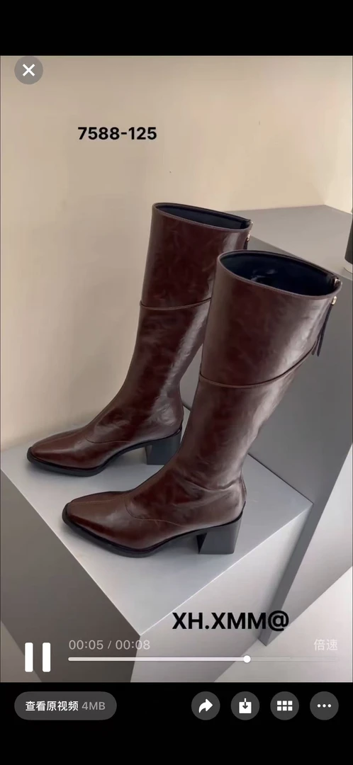 7588-123（加薄绒）高跟法式瘦瘦长筒女鞋新款秋冬气质尖头7588-125