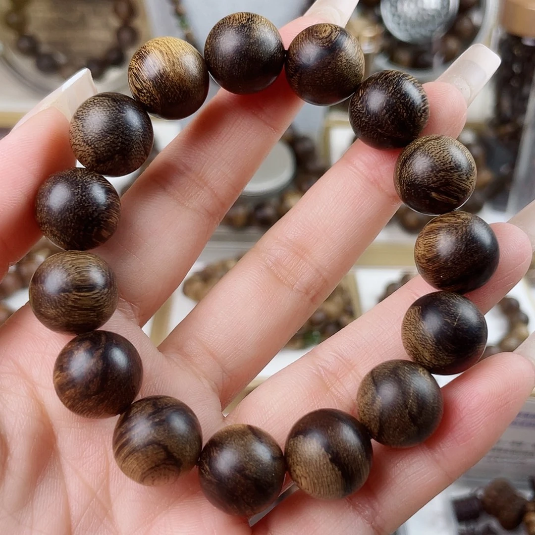 沉香手串越南芽庄老白棋窖藏古董玉化瘤疤虎斑1.4