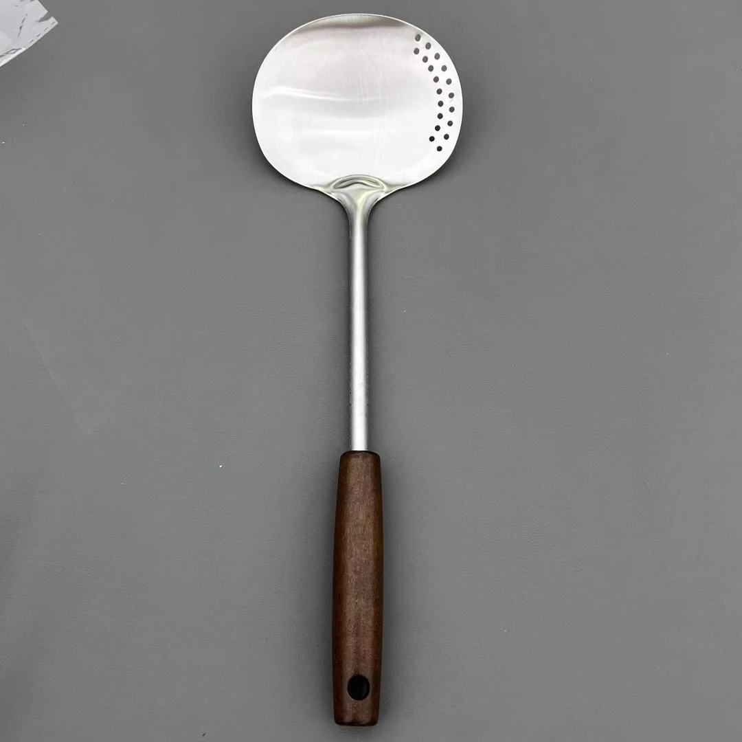 升级款实木柄滤油蘑菇铲勺一支