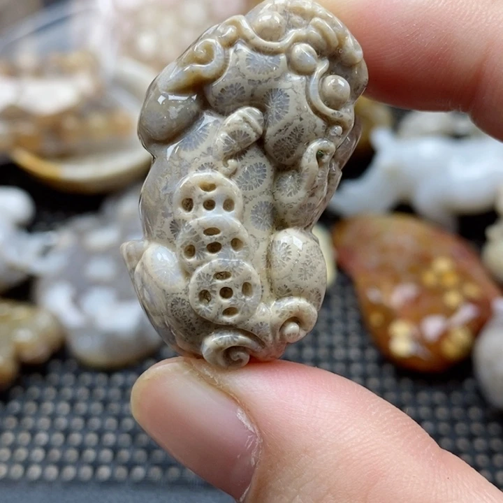 硅化珊瑚（珊瑚玉）颈饰未镶嵌