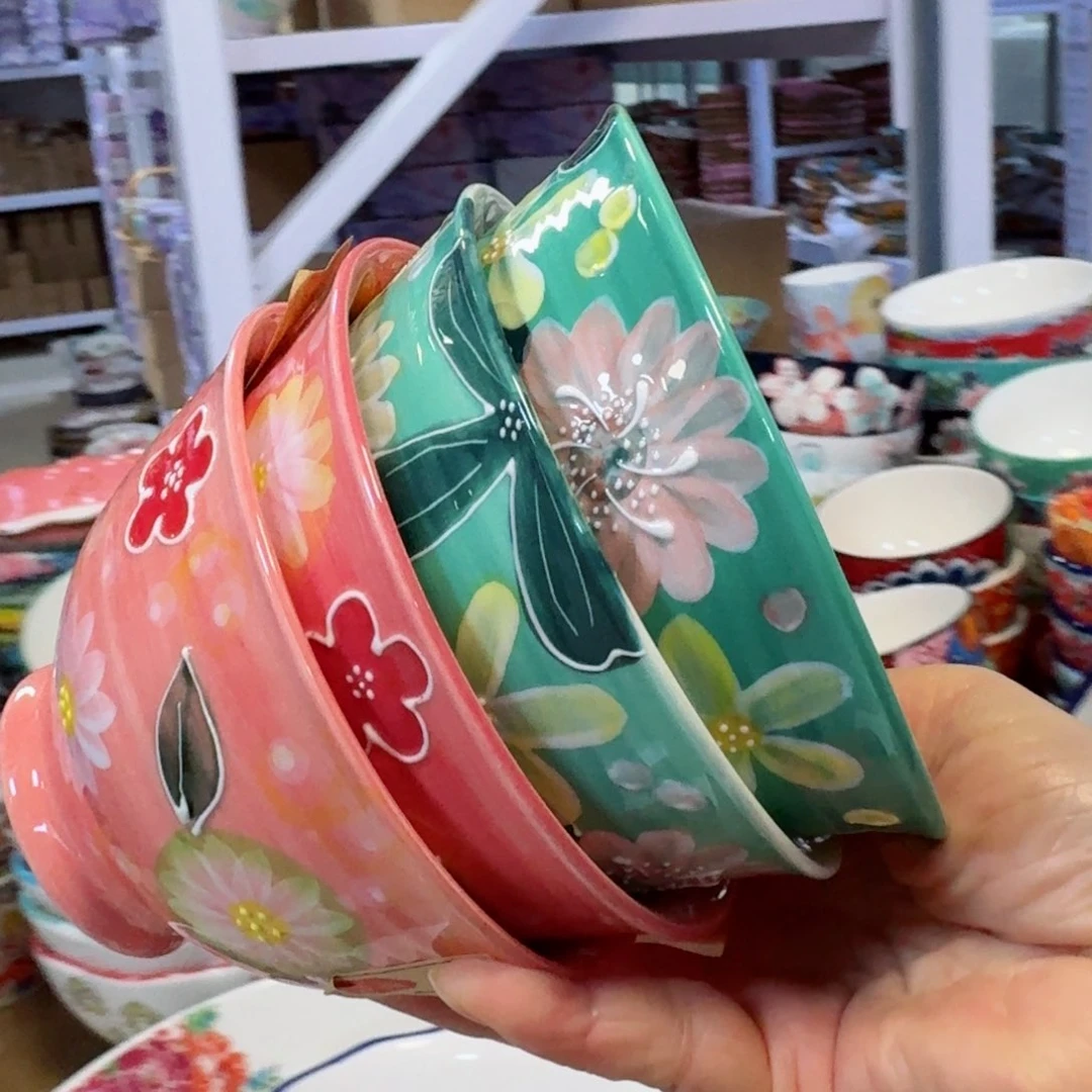 陶瓷濑户烧5英寸斗笠碗四只看图