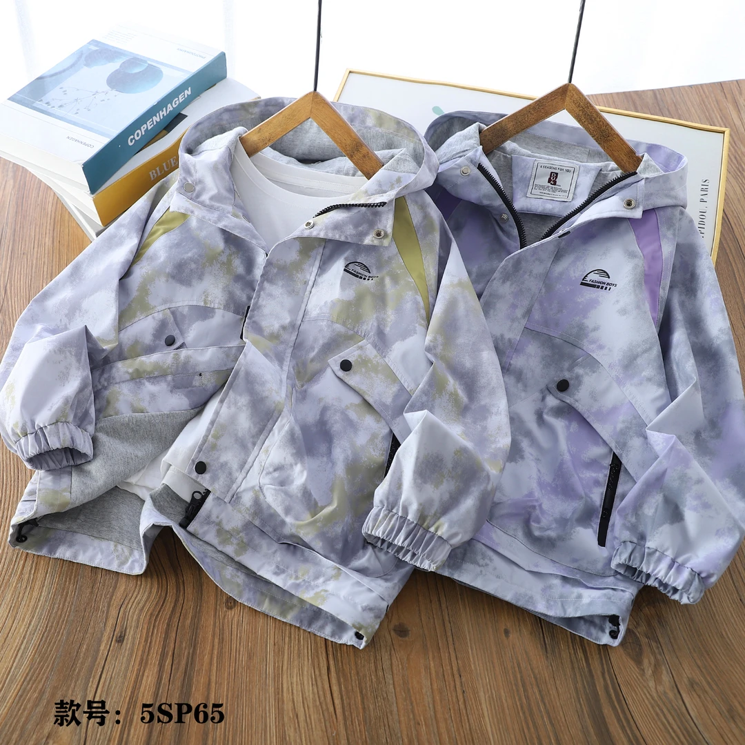 DU4新款中大童户外外套5SP65男女童上衣外套春秋款连帽冲锋衣