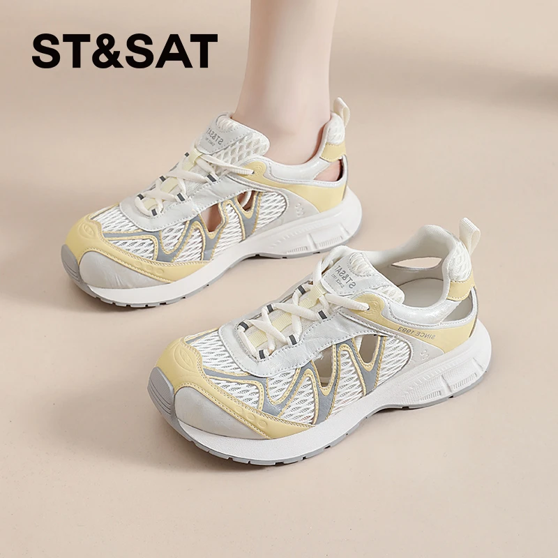 星期六运动凉鞋女2025夏季新款厚底登山鞋镂空网面透气女鞋溯溪鞋