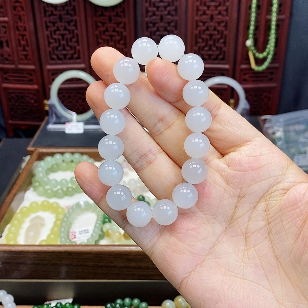 和田玉手串未镶嵌白玉12