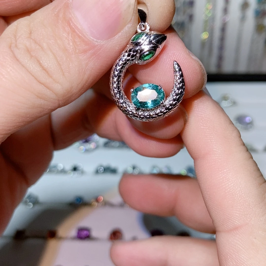 绿水晶戒指银S925镶嵌