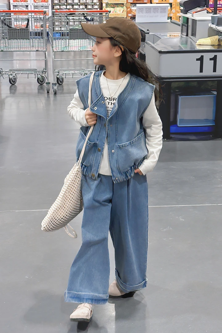 童小乖牛仔马甲三套装