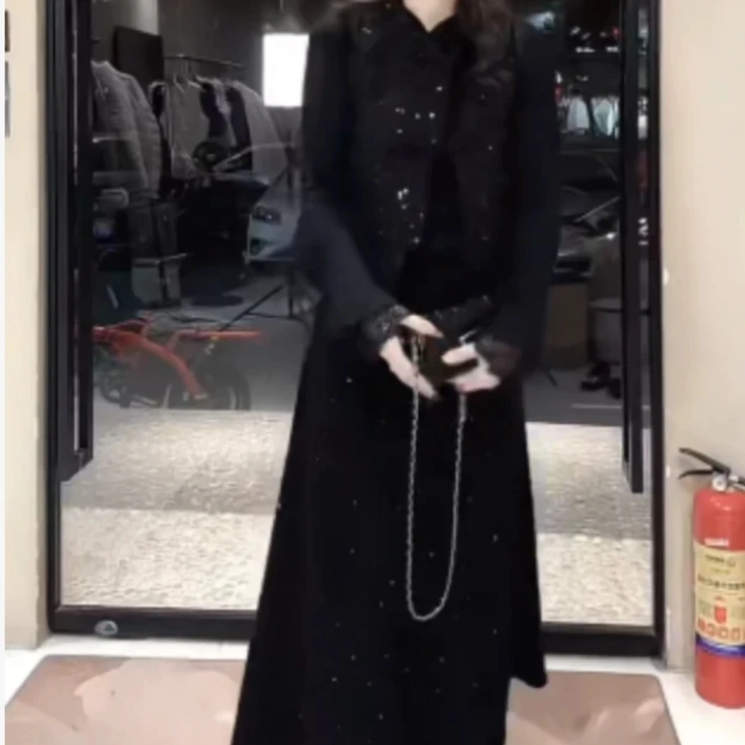 秋季新款黑色时尚优雅显瘦套装裙女纯色简约百搭