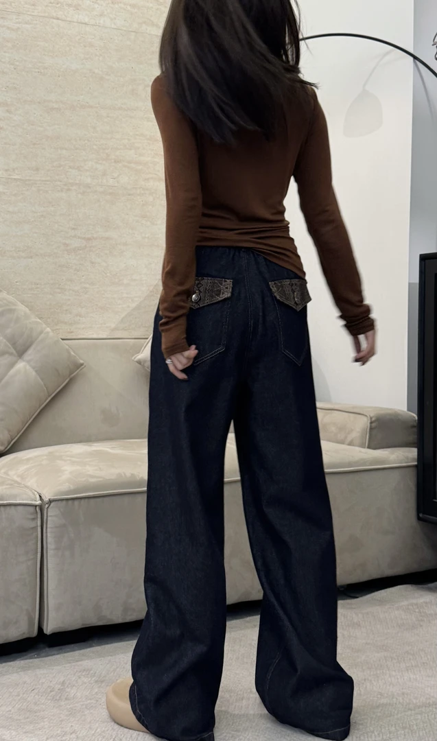 玖黛衣【丹宁神裤】早秋复古做旧遮肉裤子KZP44195 KZP44196