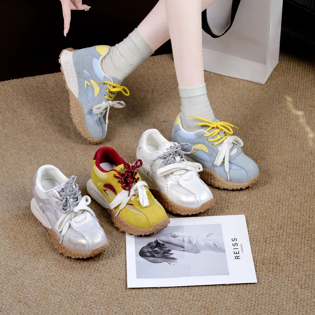 7cm内增高德训鞋女超轻春夏爆款Miu系阿甘鞋透气网面休闲运动鞋