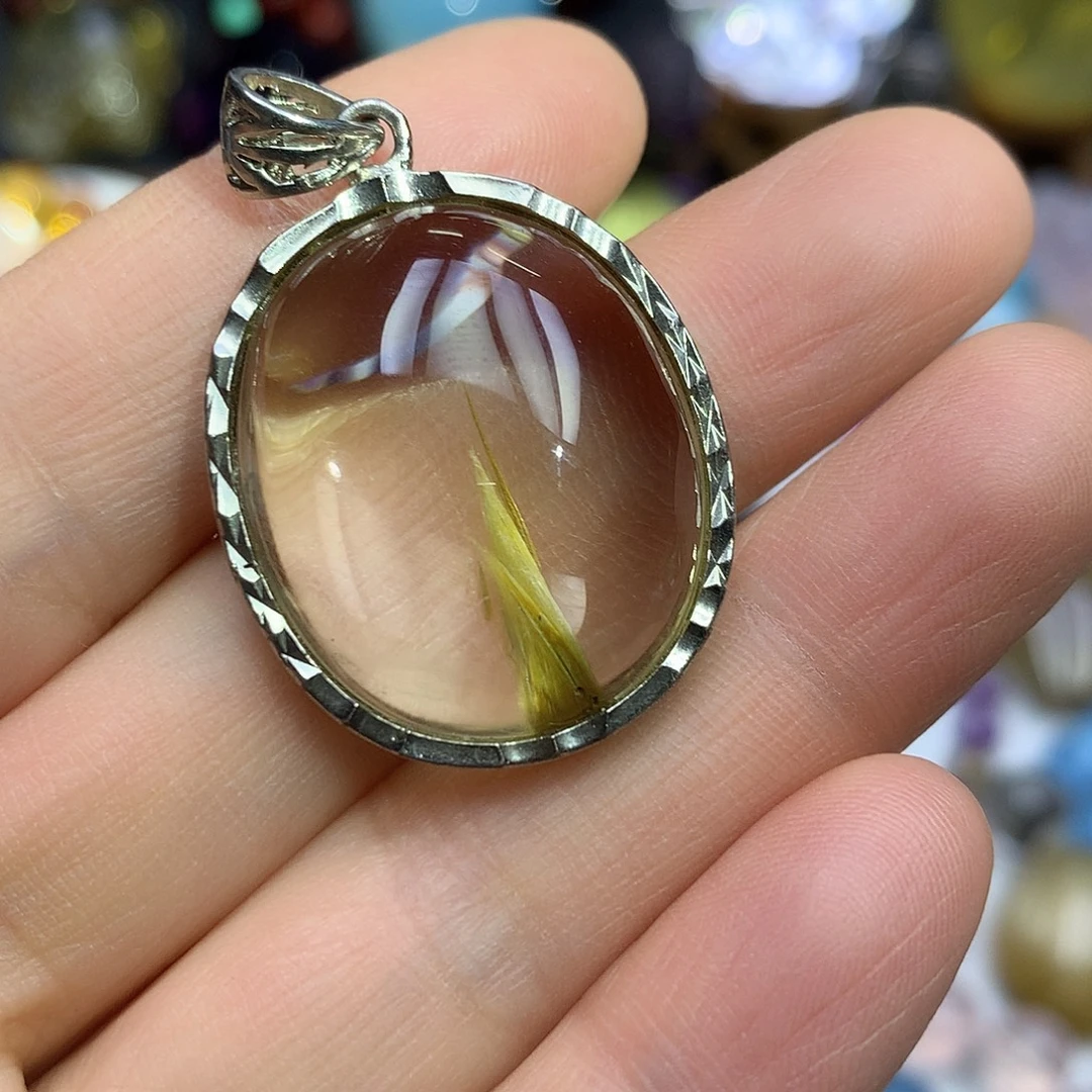 珠宝半成品未镶嵌水晶兔毛吊坠