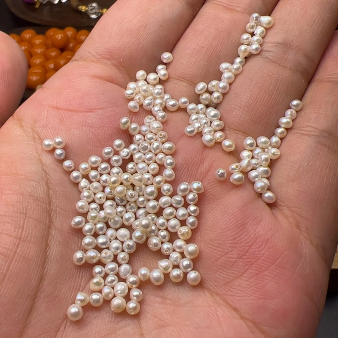 未镶嵌淡水珍珠3mm有核近圆多样性发其中20颗