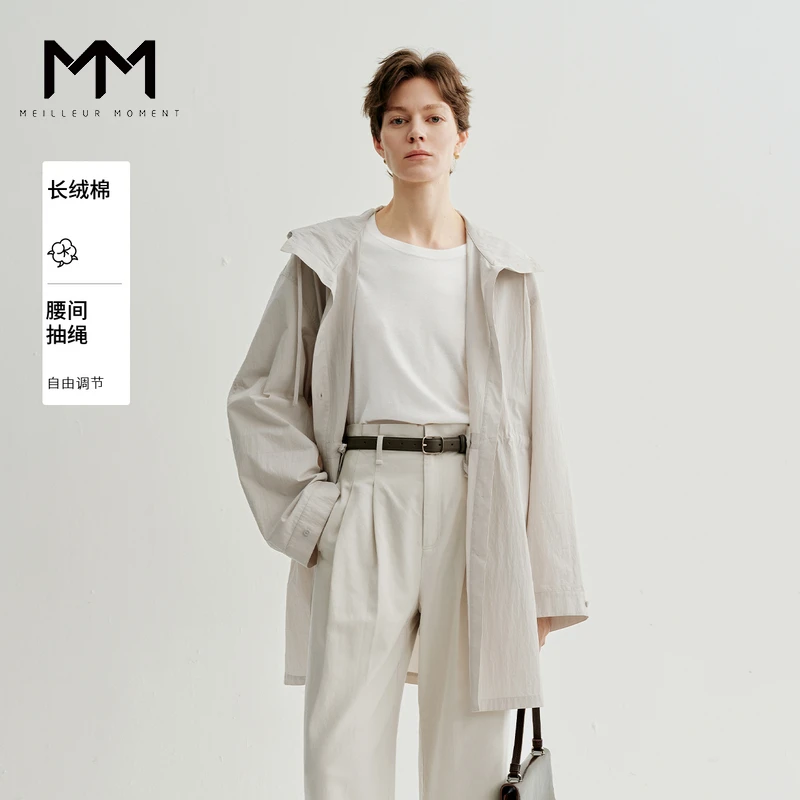 MM麦檬商场同款连帽抽绳休闲风衣外套春新品5G3110412