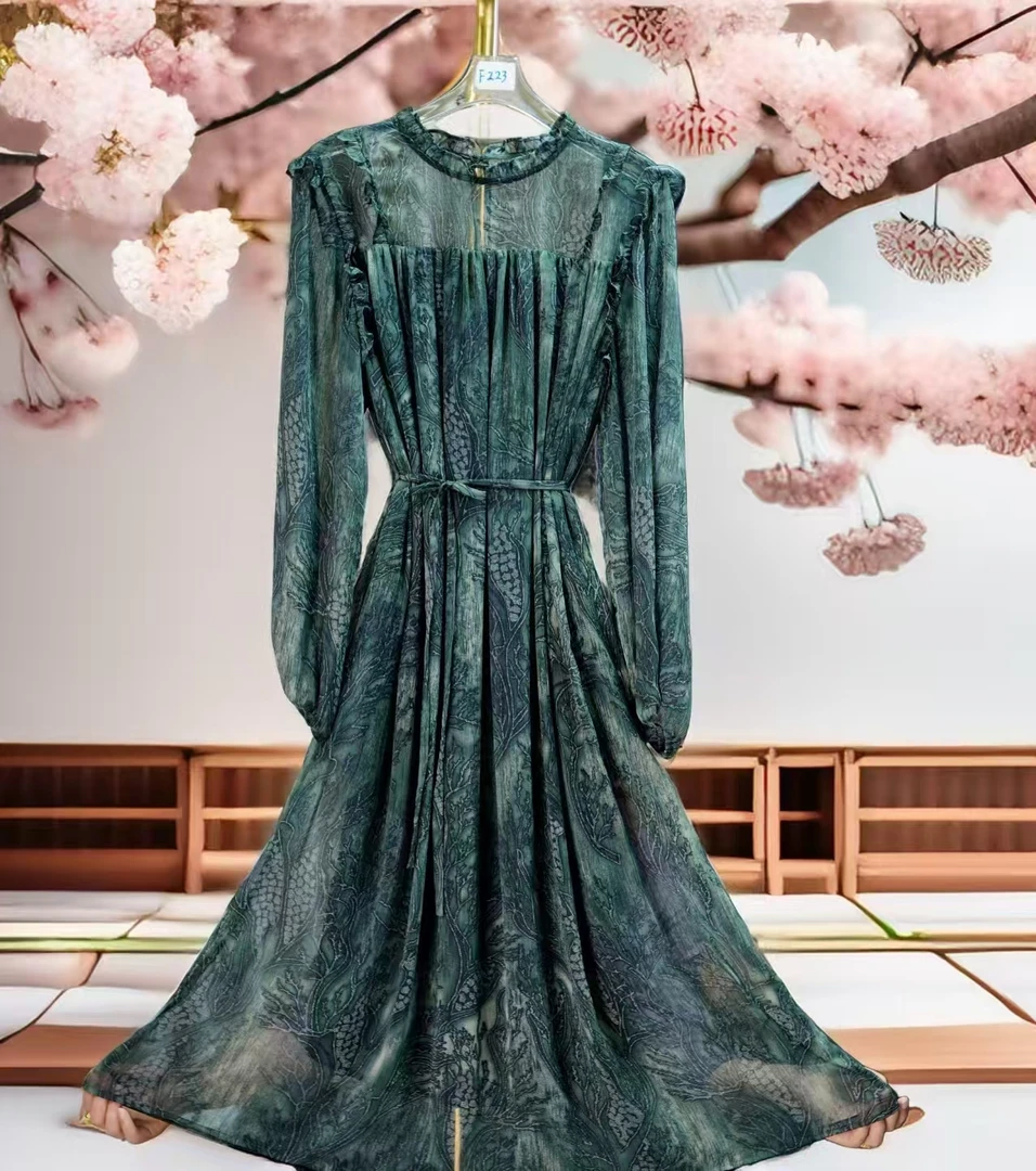 新F223【旭日东方】设计师木耳边领碎花时尚春夏连衣裙气质百搭