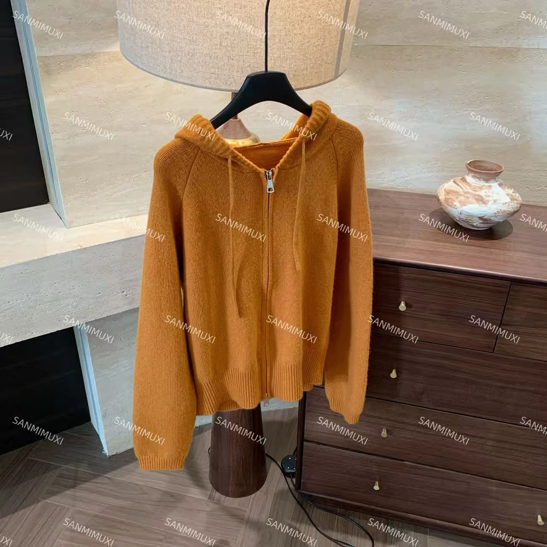 【多巴胺帽衫】插肩袖针织拉链帽衫  S0282