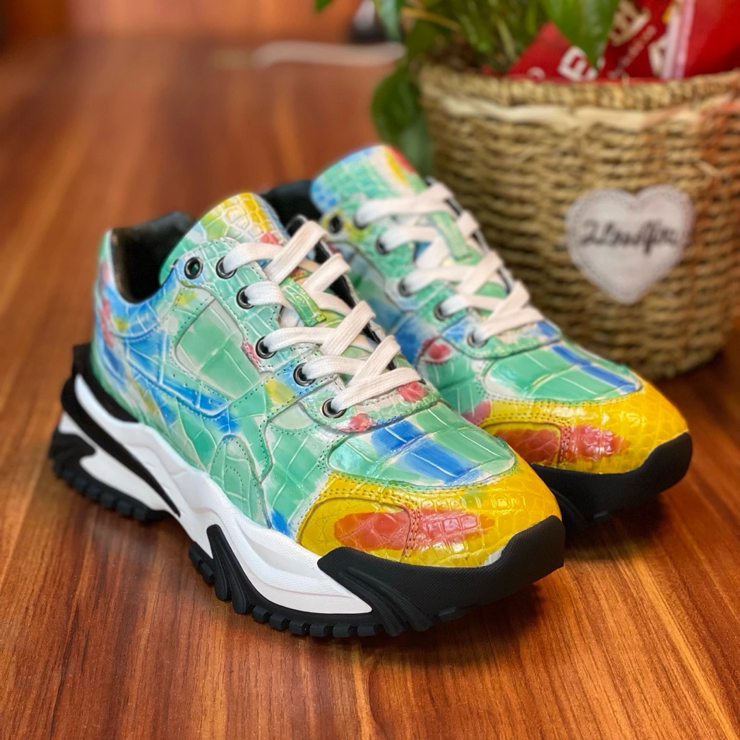 新款涂鸦鳄鱼皮坦克底百搭时尚休闲男鞋秀气休闲男鞋新款夏季经典