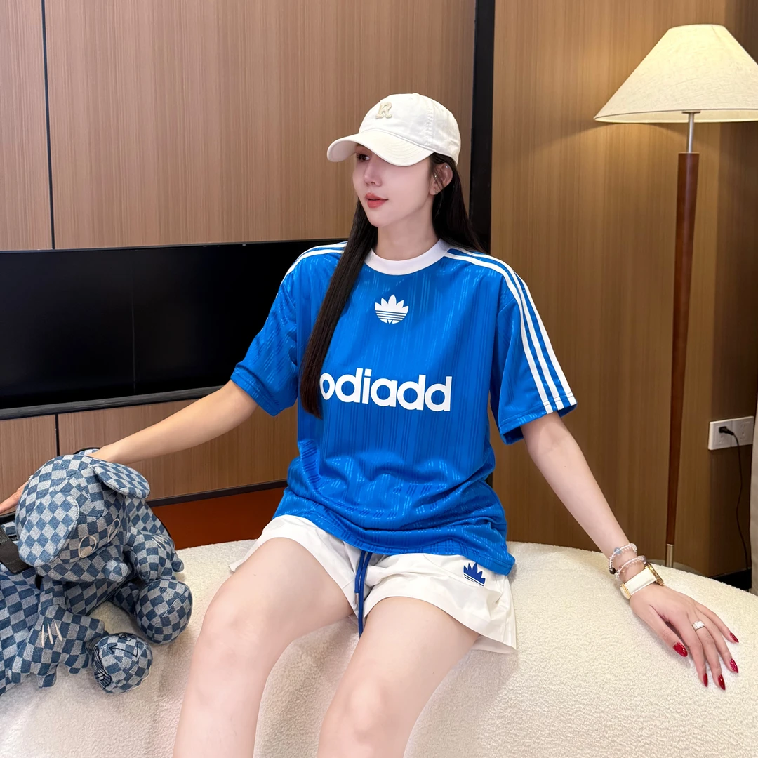 【蓝色琉璃】网红洋气减龄休闲时尚潮流运动宽松圆领拼接短袖08-1