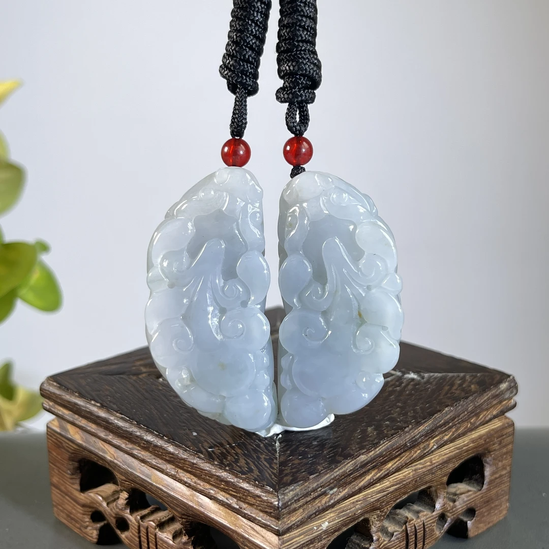 JCA21-91  天然缅甸A货翡翠 一对貔貅