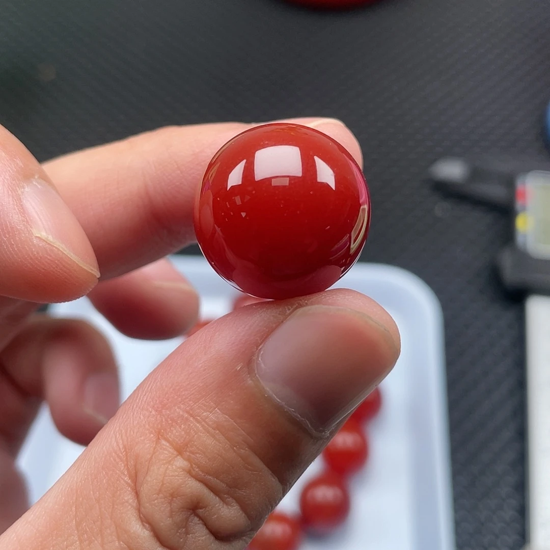 南红玛瑙20mm柿子红圆珠一颗未镶嵌