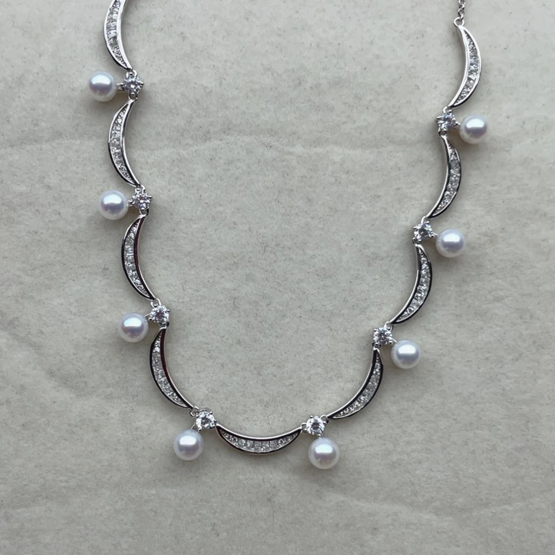 淡水珍珠银S925镶嵌颈饰Z49