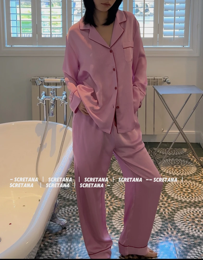 SCRETANA/安娜的秘密菡萏香销长袖长裤睡衣家居服套装SE8389