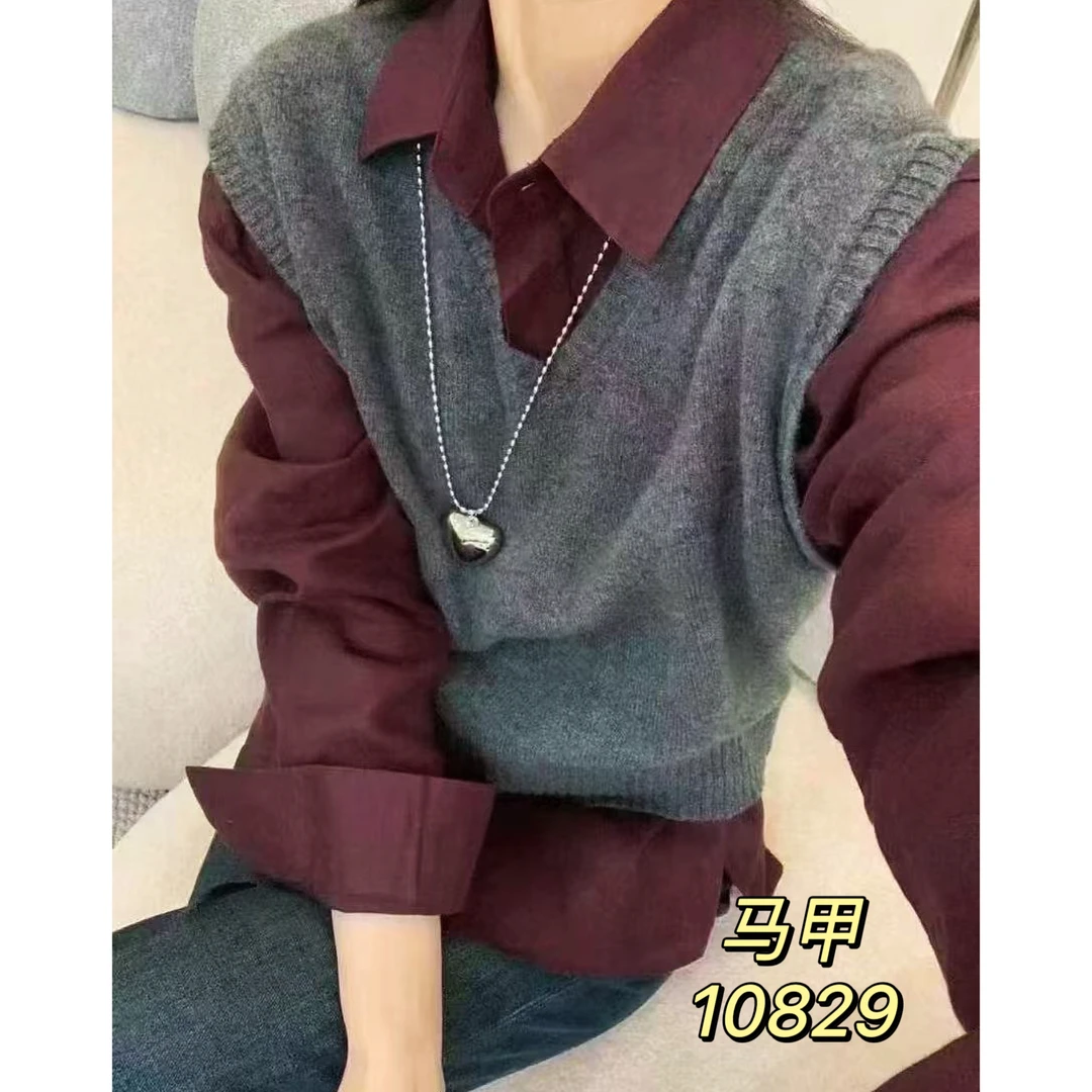 10829（部分无水洗唛，介意慎拍）SANFAN新款针织马夹（单件马夹）