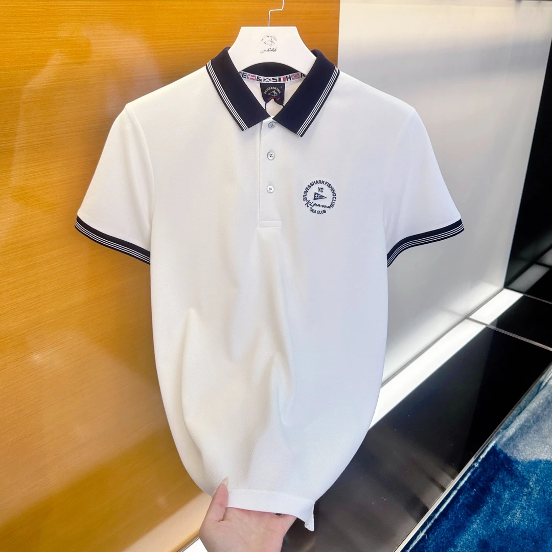 BRAVE&SHARK/勇士鲨鱼2025夏短袖POLO衫男正品商务翻领T恤衫A398