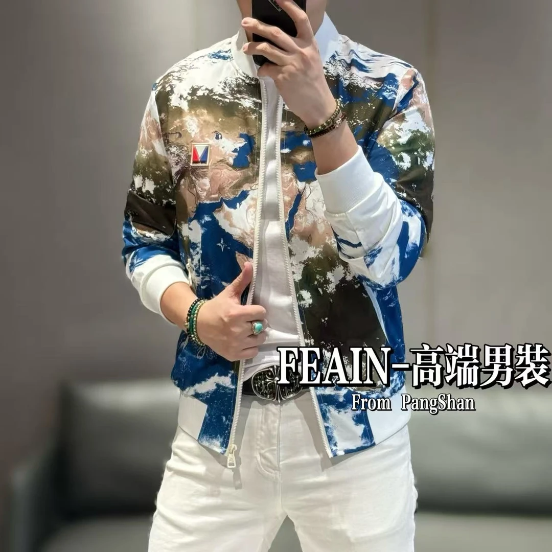 【雷迪·凯奇】高端男士全球天气预报印花图案春款夹克外套5112