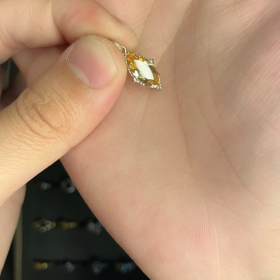 黄晶吊坠(不含链)银S925镶嵌天然