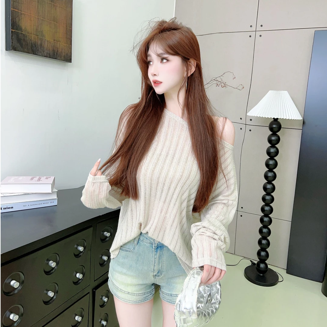 【鲜氧衫】长袖针织防晒衫女设计感宽松百搭气质时尚薄款上衣#8611