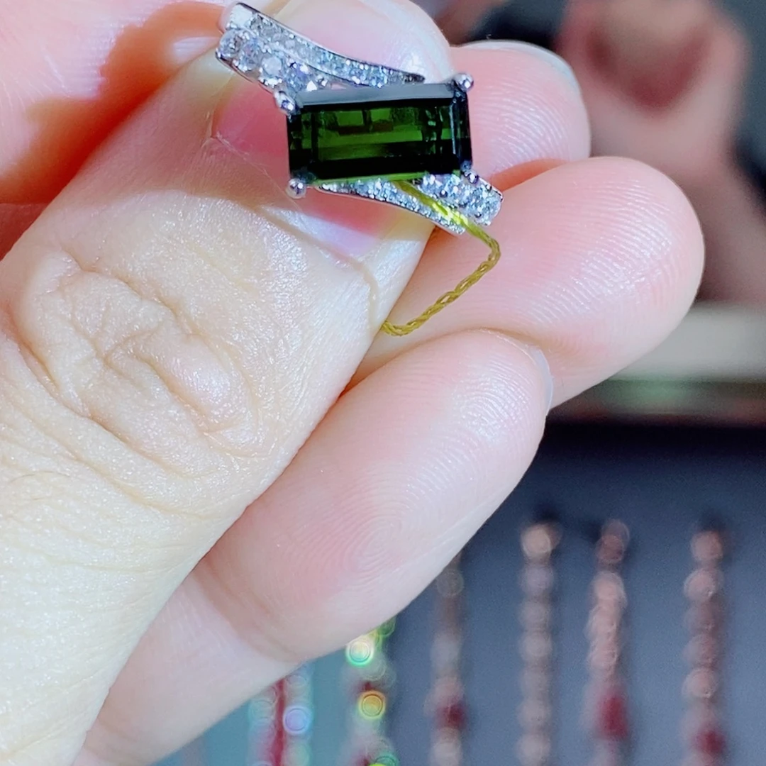 碧玺戒指银S925镶嵌