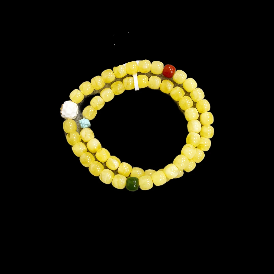 V7982 蜜蜡双圈手串孤品