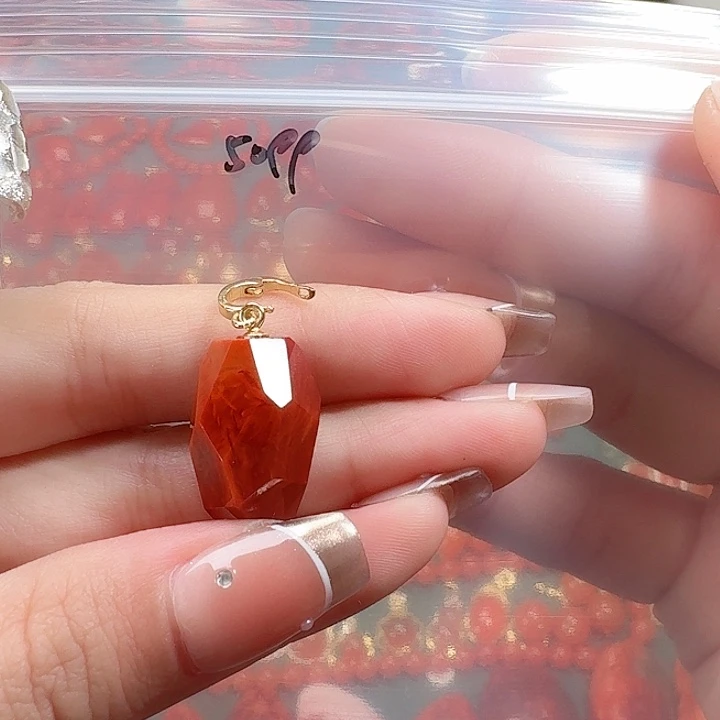 南红玛瑙银S925镶嵌吊坠