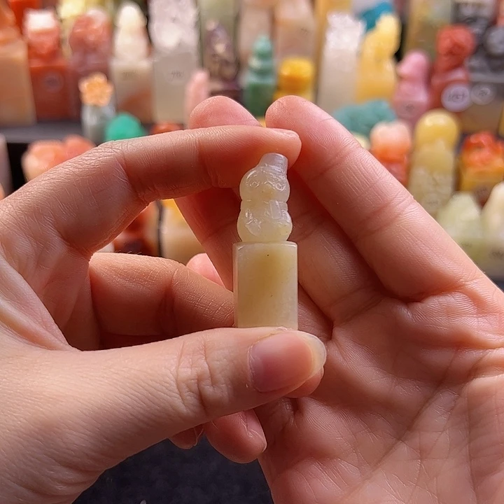 老挝石印石手工定制1.3厘米，雪人，包刻字