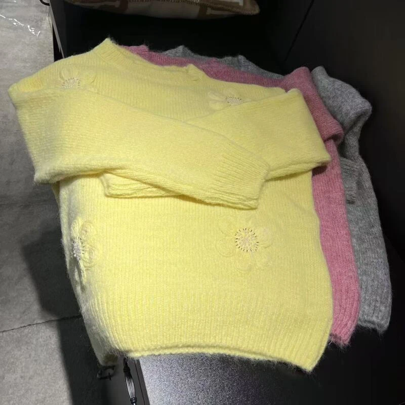 多巴胺颜色花朵针织衫41115