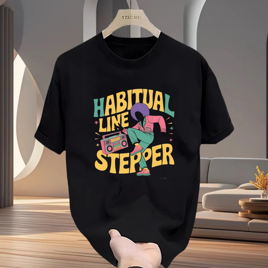 潮牌圆领短袖t恤男春夏修身ins男百搭印花潮流休闲纯棉半袖男上衣