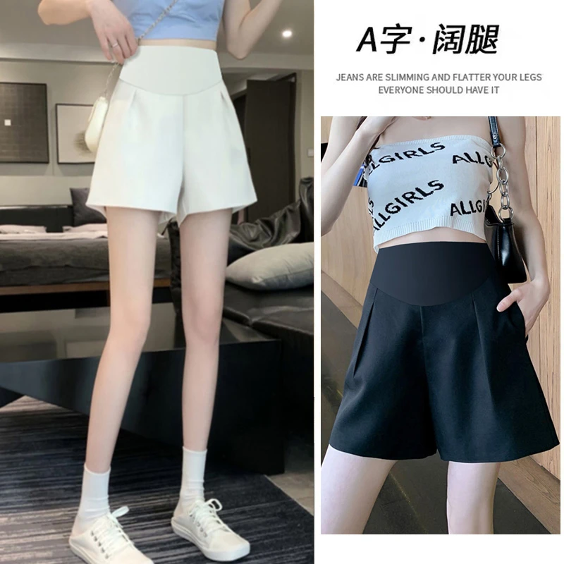 孕妇短裤夏季薄款外穿2024新款托腹女夏天宽松时尚阔腿A字西装裤