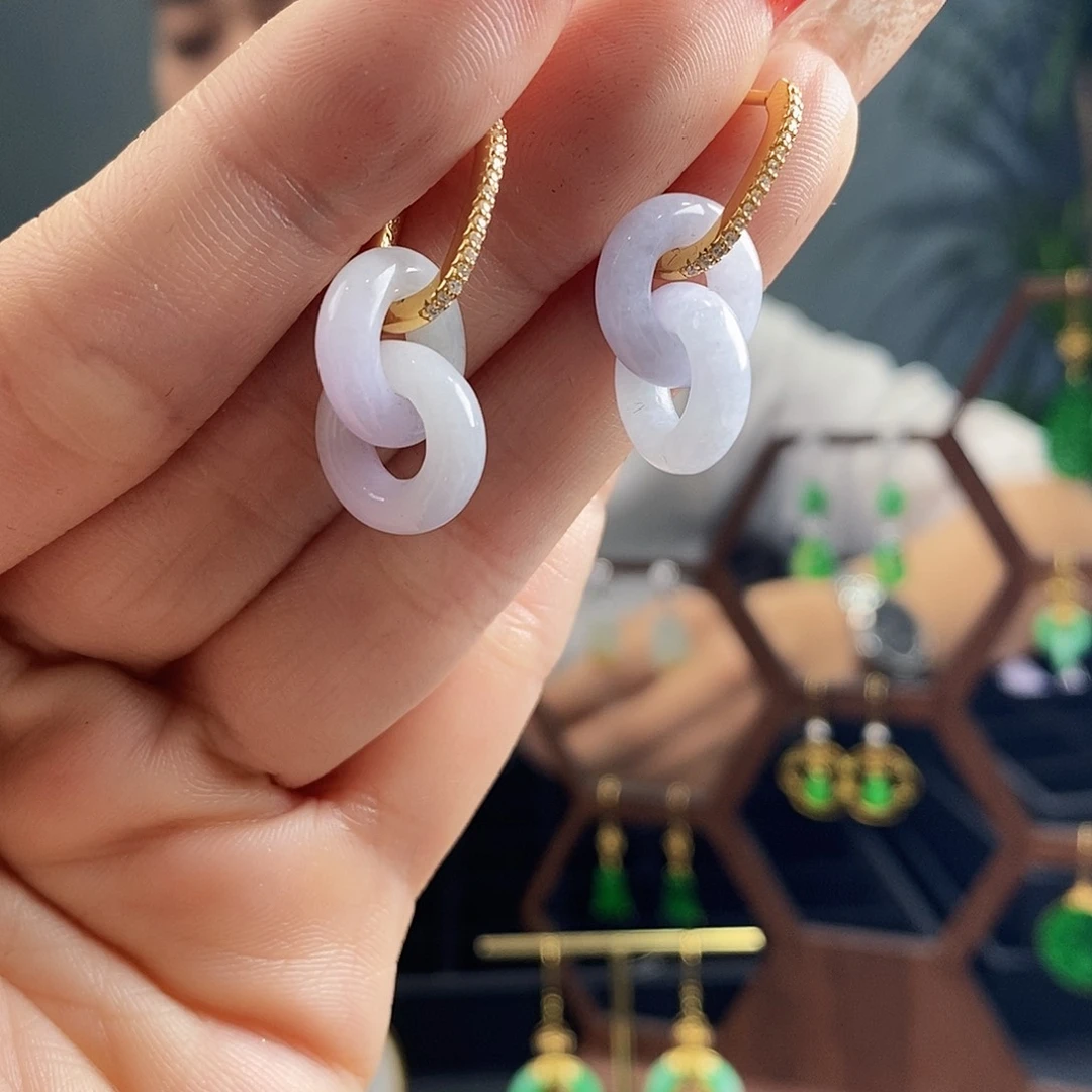 翡翠耳饰银S925镶嵌翡翠