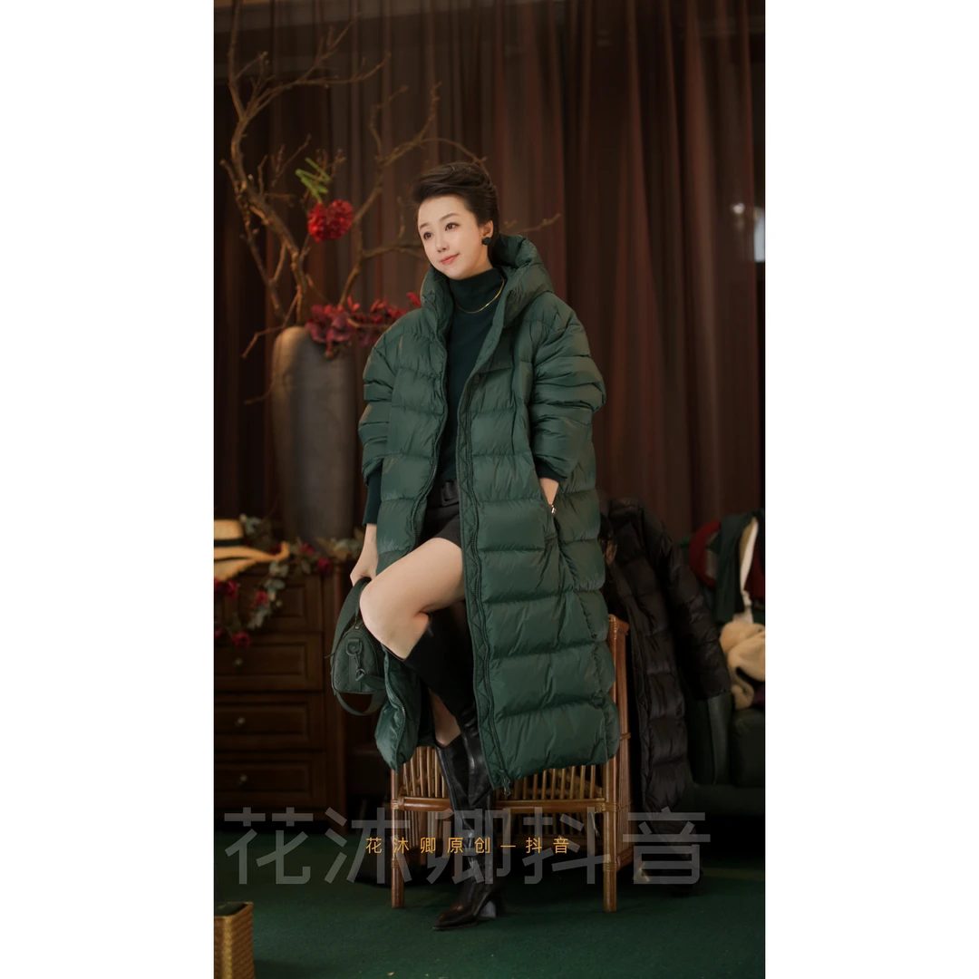 {花蕾同款}花蕾原创冬季长款羽绒服新国标90白鸭绒简约时尚保暖