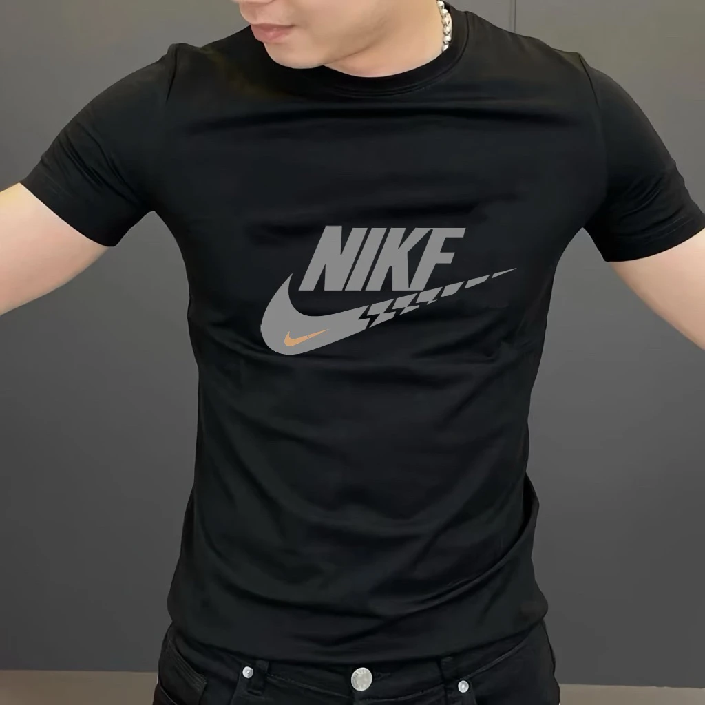 重磅纯棉秋冬季短袖T恤男士潮流帅气圆领短袖T男青年修身打底衫