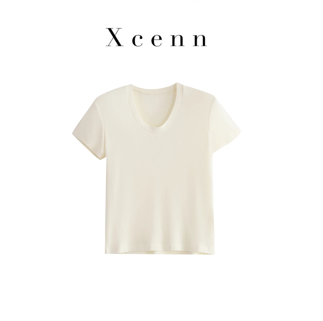 XCENN/舒适透气短袖U领修身打底衫针织上衣T恤FLGM0A2508