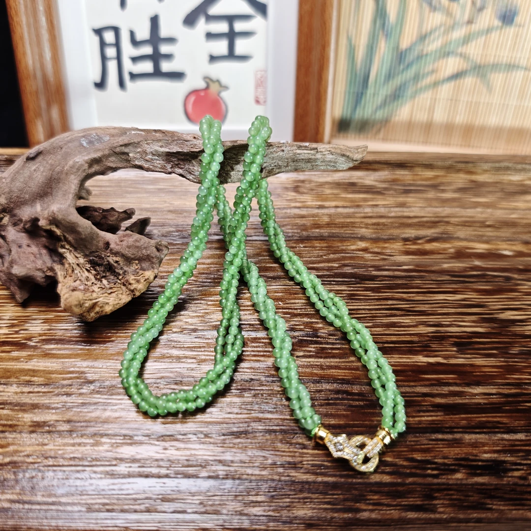 和田玉碧玉项链.编号222长链