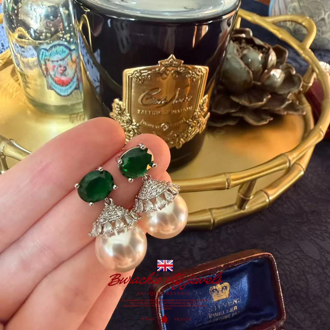 铜合金仿珍珠耳饰 【3432】 詹姆的绝美绿水宝 周年珍藏英