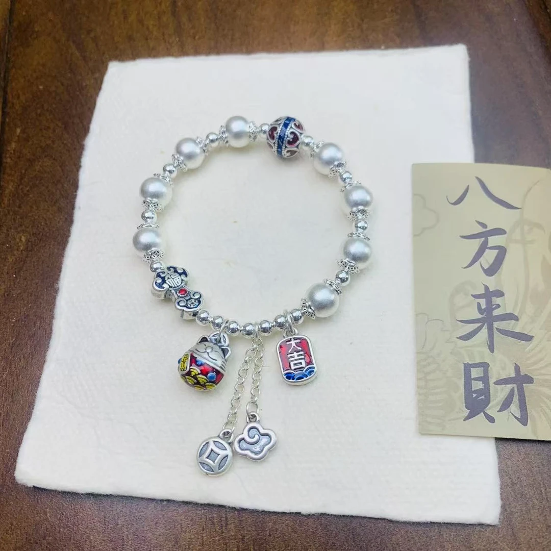 足银手链 【花之银饰】纯银国风百搭手链情人节生日告白送老婆女友