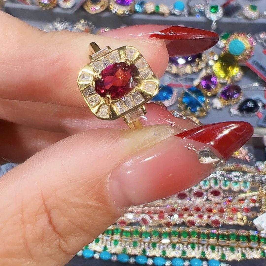 银S925镶嵌戒指石榴石