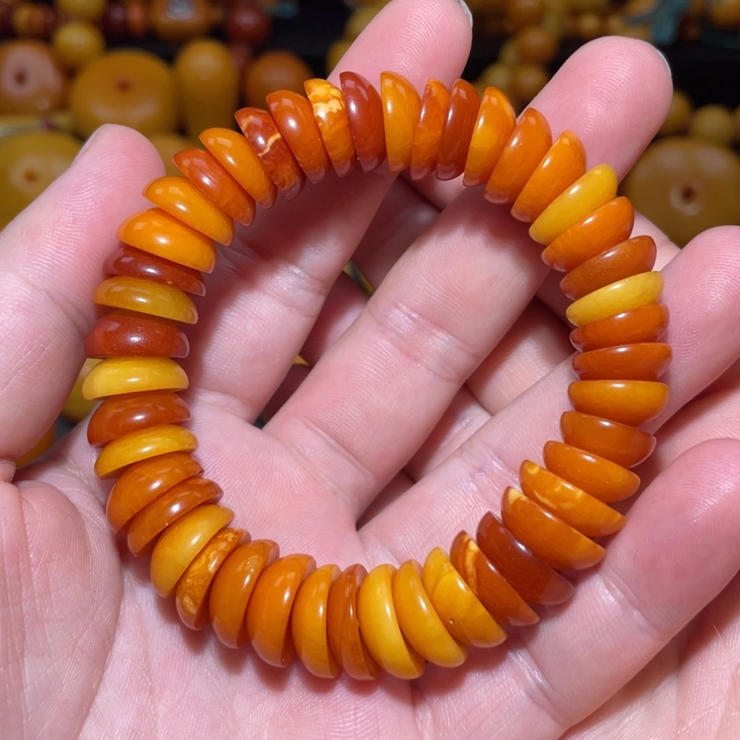 琥珀未镶嵌裸石手串