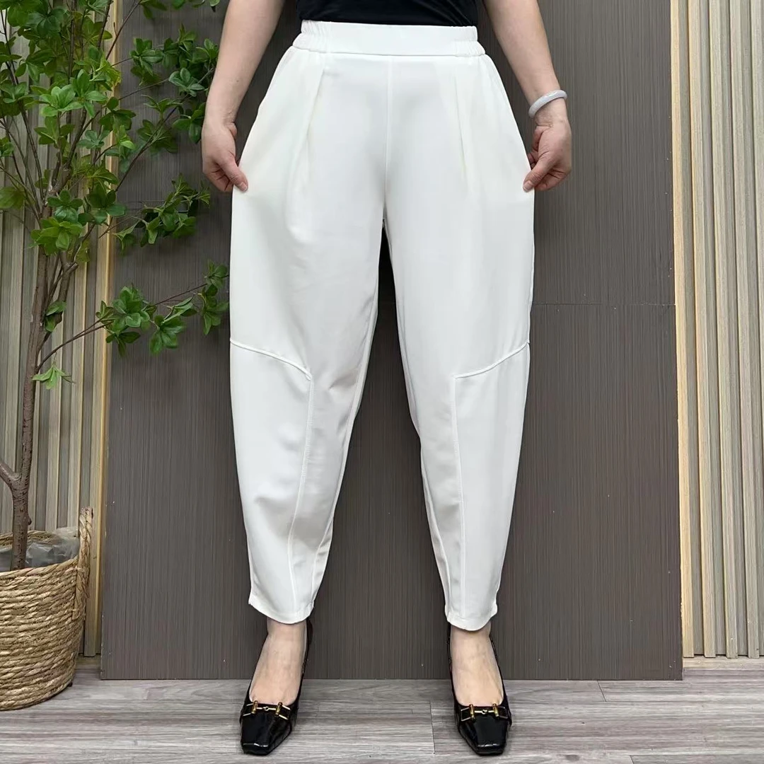 【米代尔】A5376#夏季时尚显瘦百搭休闲纯色宽松薄款洋气鱼肚哈伦裤