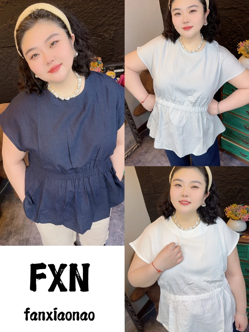 【FXN】夏季棉麻一分袖收腰外衫