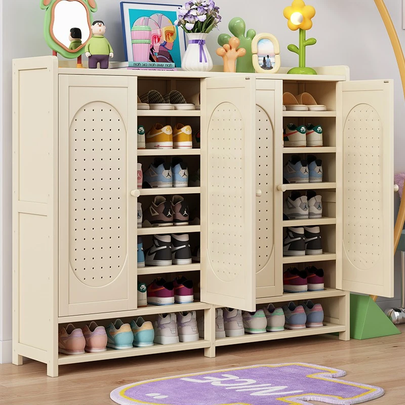 鞋柜家用门口收纳柜一体靠墙入户2025新款实木带门玄关柜置物鞋架